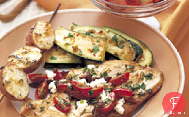 Pollo saltato con pomodori, olive e Feta