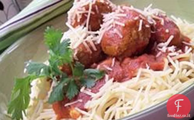 Polpette di pollo e spaghetti