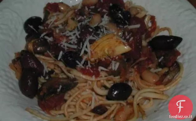 Pasta con Fagioli, Carciofi e Olive