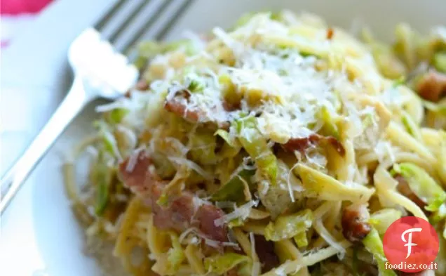 Spaghetti con Pancetta, Cavoletti di Bruxelles e Carciofi