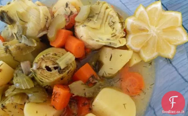Latheres Aginares: Carciofi con Verdure (Vegan)