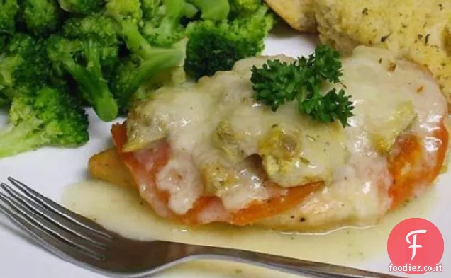 Cotolette di Pollo con Carciofi, Pomodoro e Mozzarella