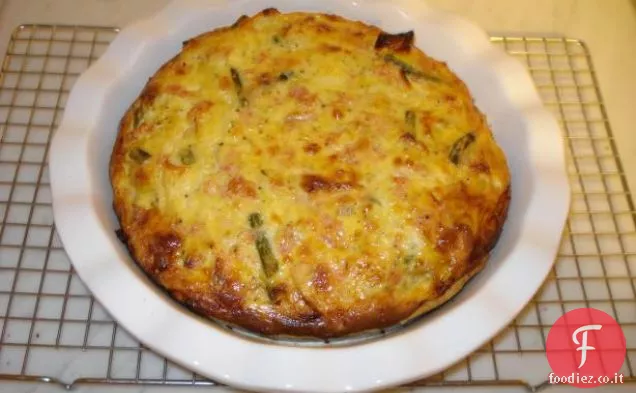 Ripieno di quiche di carciofi, porri e prosciutto