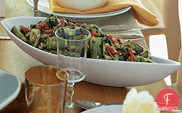 Carciofi Brasati con Peperoni Rossi e Aglio