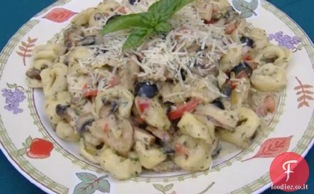 Pesto-Alfredo Tortellini al Formaggio con Pollo alla Griglia