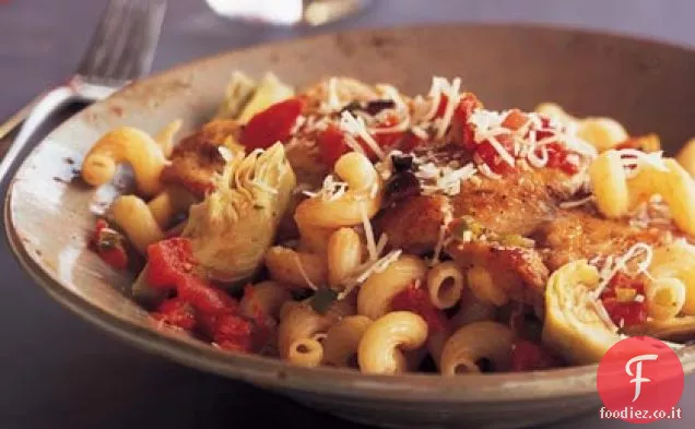 Pollo alla brace con carciofi e Pasta