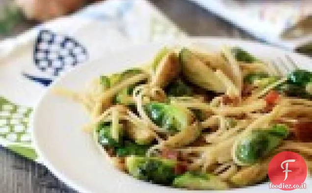 Linguine con Cavoletti di Bruxelles, Pancetta e Scalogni Caramellati
