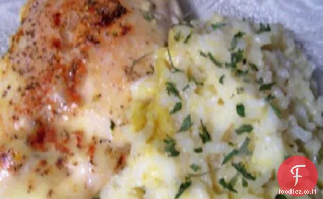 Pollo al forno con broccoli e riso