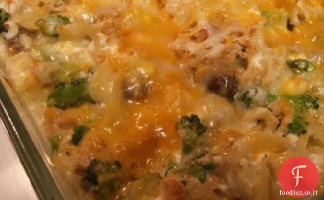 Casseruola di noodle ai funghi broccoli