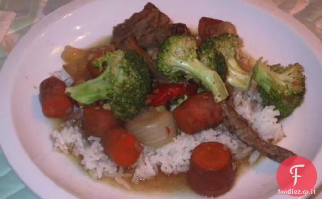 Manzo orientale e broccoli