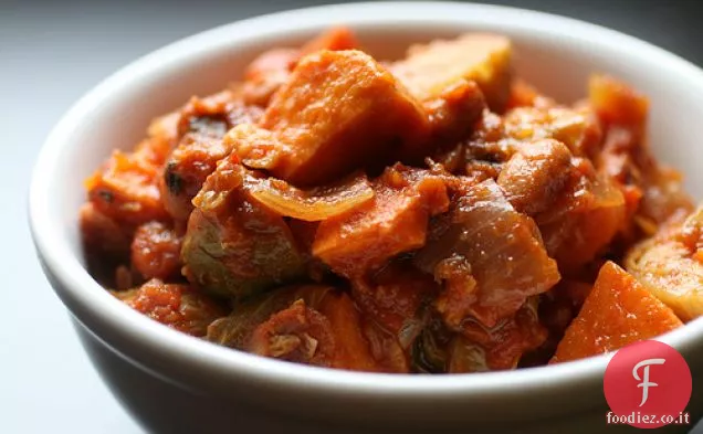 Peperoncino Chipotle con Patate dolci e cavoletti di Bruxelles