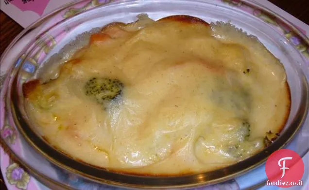 Conchiglie al forno e broccoli con prosciutto e formaggio-Cavolfiore cremoso