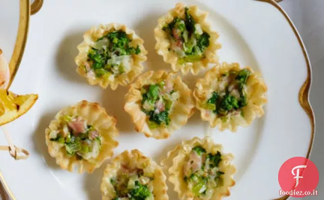 Tortine di Porri e Broccoli con Pancetta