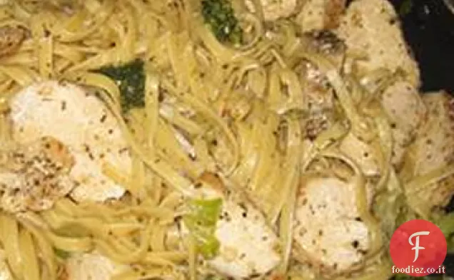 Spaghetti con broccoli e pollo