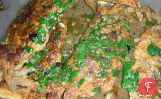 I granchi a guscio morbido saltati di Sheila con salsa al burro al limone