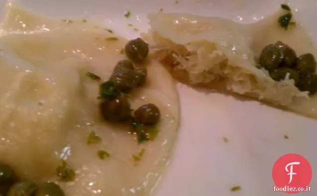 Ravioli di Granchio Ripieni di Burro di Limone e Cappero