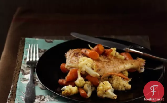 Cosce di pollo con carote e cavolfiore