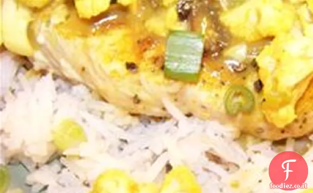 Costolette di maiale al curry e cavolfiore con riso Basmati