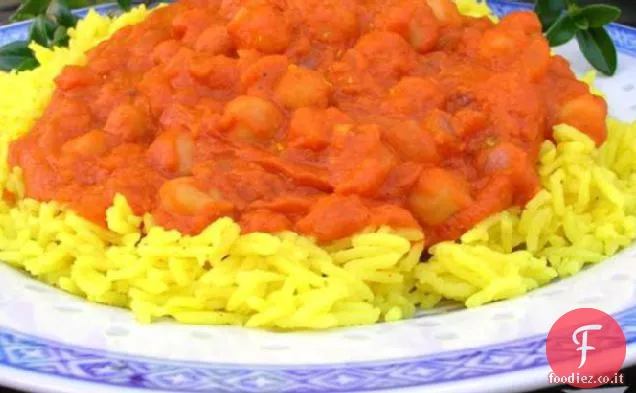 Curry di ceci (stile indiano) su riso Basmati