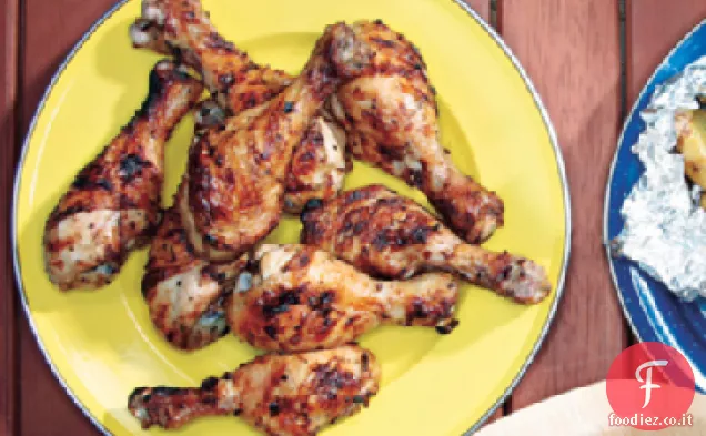 Bacchette di pollo al limone e origano grigliate