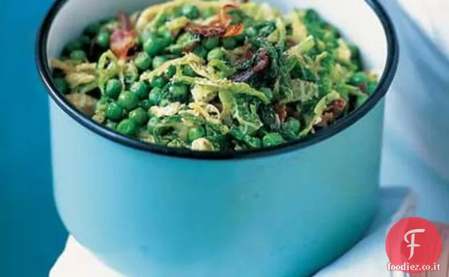 Piselli e cavolo primavera con Pancetta