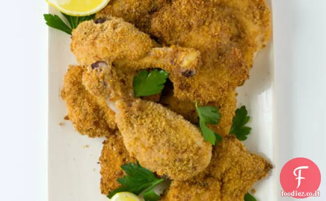 Pollo in crosta di parmigiano fritto al forno