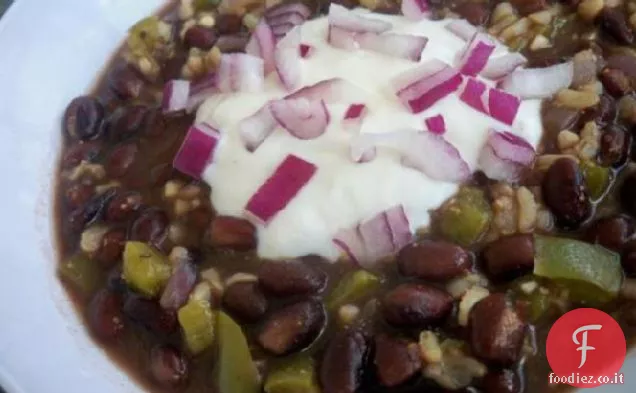 Stufato di fagioli neri e riso