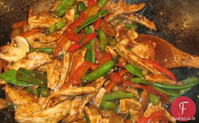 Saltati in padella Hoisin pollo con semi di sesamo