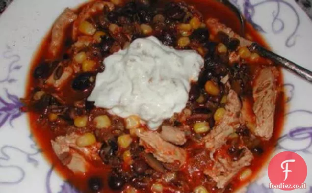 Zuppa di pollo messicana con crema di coriandolo-Cile