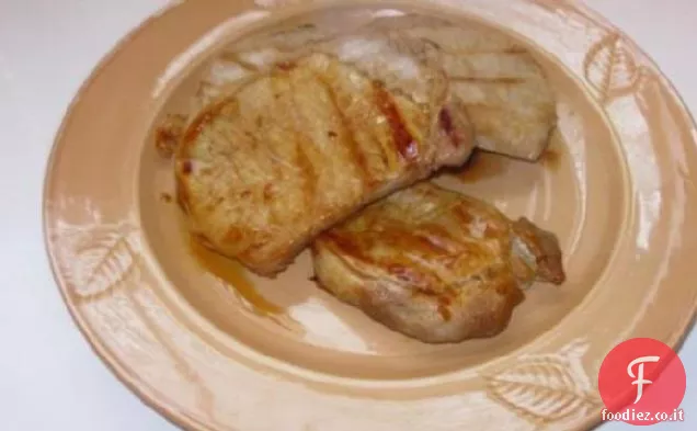 Braciole di maiale glassate al miele e soia