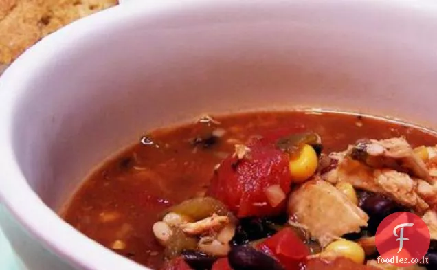Peperoncino di pollo e orzo