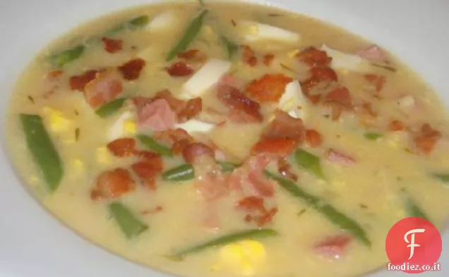 Zuppa di pollo e prosciutto fatta in casa