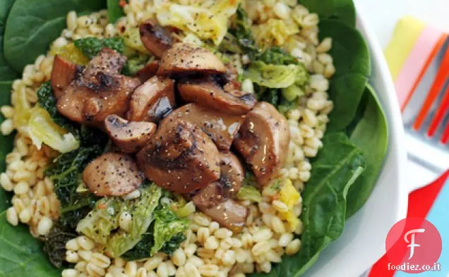 Cavolo riccio, funghi e spinaci Orzo