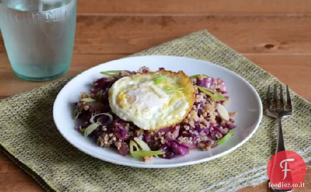 Cavolo rosso fritto in stile riso e grano Bulgur {con uovo fritto}