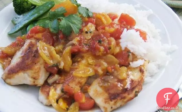 Pollo con salsa di albicocche