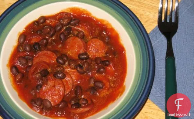Fagioli neri e Kielbasa con riso