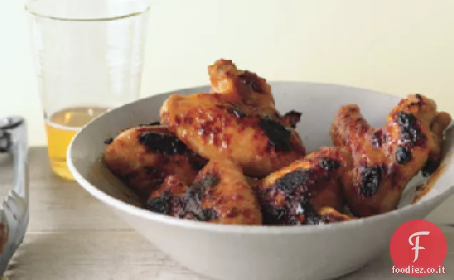 Ali di pollo laccate alla pesca