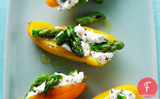 Mini Peperoni Ripieni di Formaggio di Capra e Asparagi