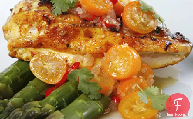 Pollo alla griglia con salsa Kumquat-Citronella