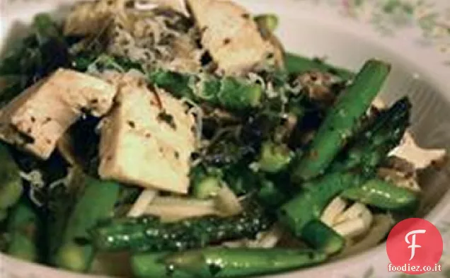 Pollo, asparagi e funghi padella