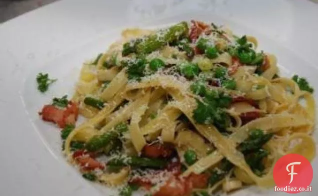 Linguine con Asparagi, Parmigiano e Pancetta