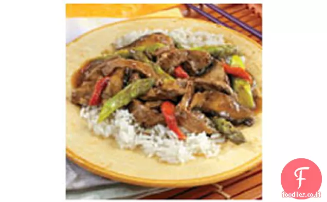 Manzo, asparagi e Portobello Saltati in padella