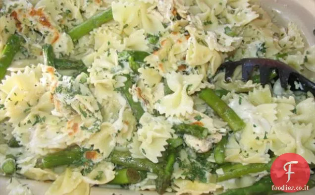 Fette di prosciutto, asparagi e formaggio