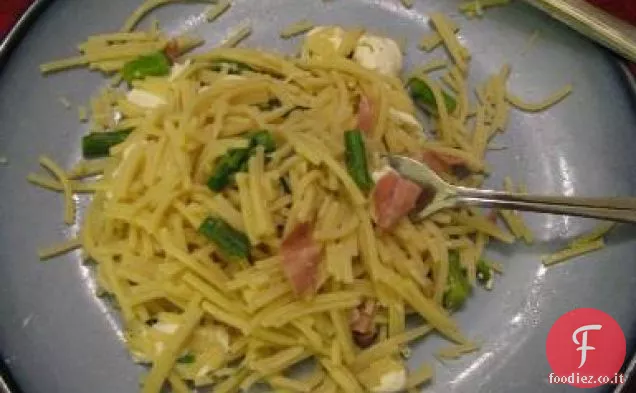 Spaghetti con Asparagi, Mozzarella Affumicata e Prosciutto