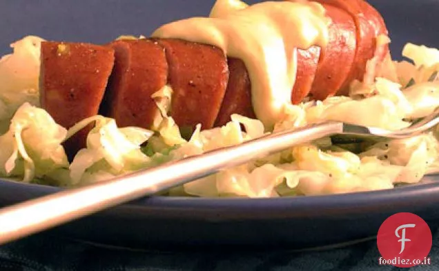 Cavolo brasato e porri con salsiccia di tacchino