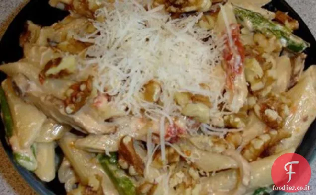 Penne Cremini Tomatoes Con Pomodori Secchi e Noci