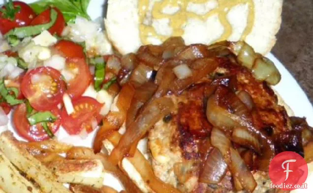 Hamburger di maiale ai funghi all'aglio