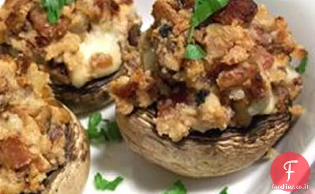 Funghi ripieni di pancetta blu