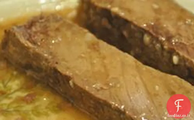 Bistecca di fianco brasato con limone e aglio