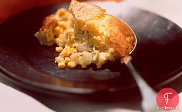 Cucchiaio di pane con porri e mais